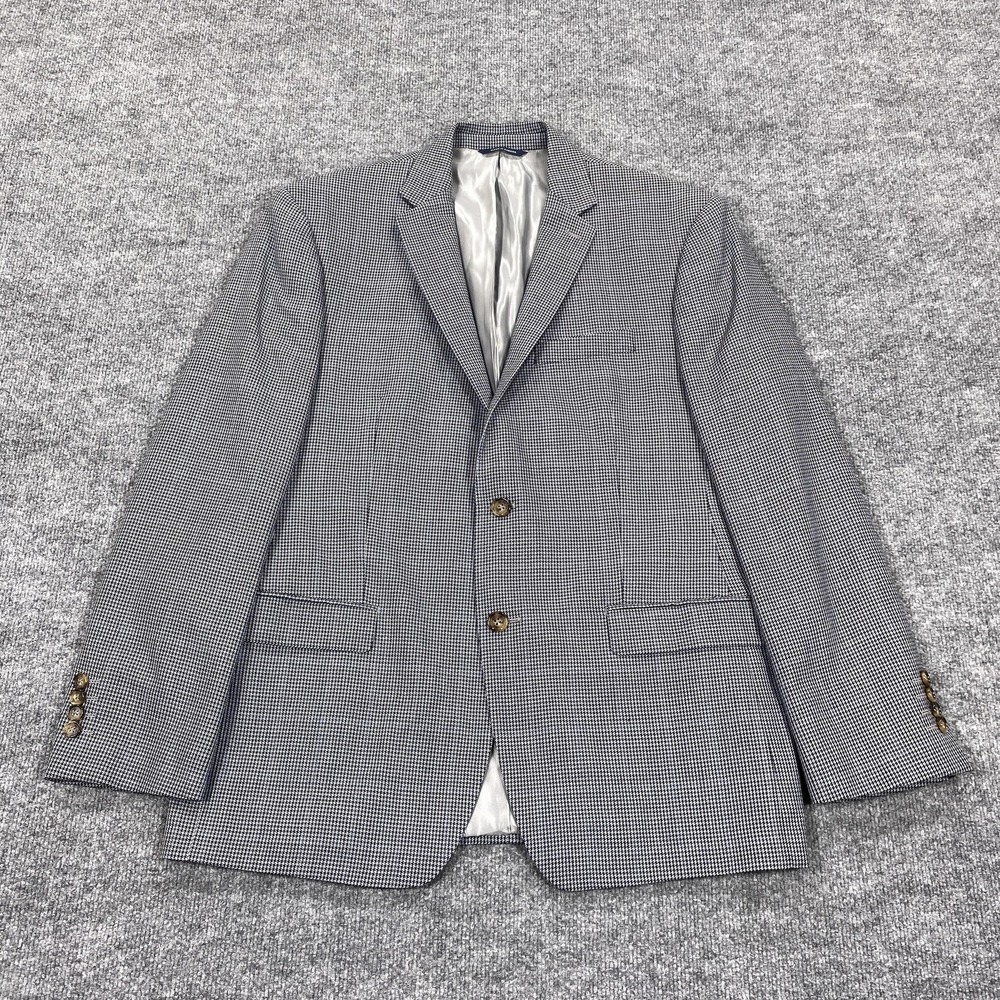 Ralph Ralph Lauren Blazer Mens 44R Gray Silk Wool Check Sport Coat Made Canada